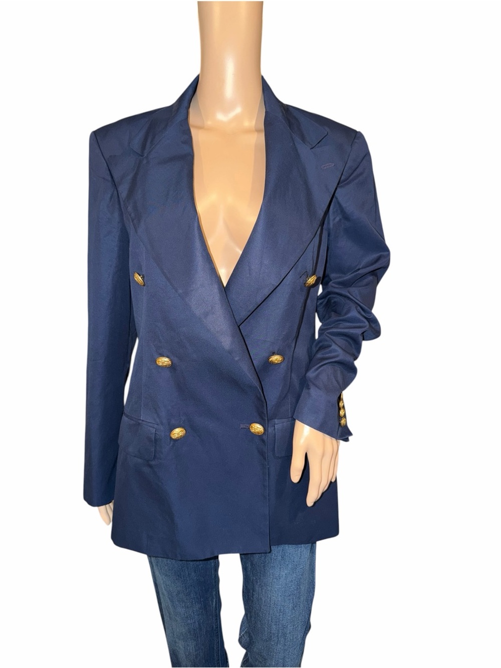 VTG 90s Y2K Polo Ralph Lauren Double Breasted Blazer Navy Blue Women’s size 10